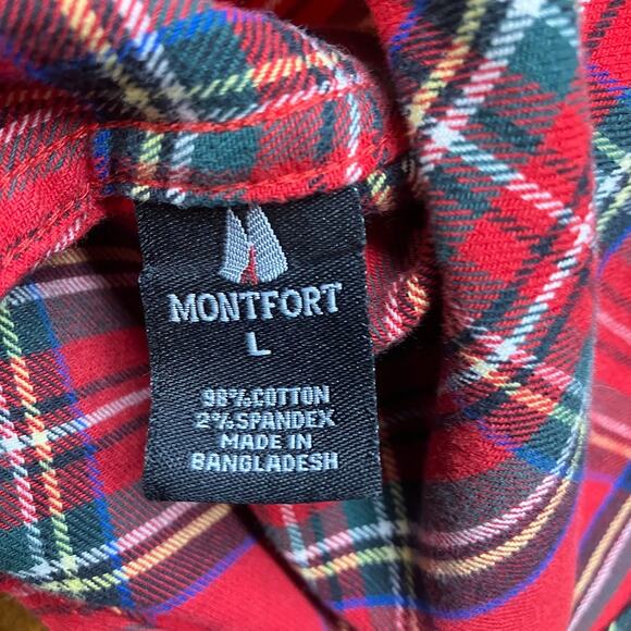 Montfort Lumberjack Red Plaid Long Sleeve Flannel Button Down Shirt Womens L - Picture 6 of 9